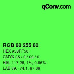 Código de color: RGB 88 255 80 | qconv.com