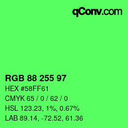 Code couleur: RGB 88 255 97 | qconv.com