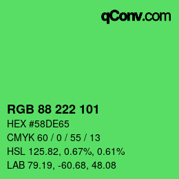 Color code: RGB 88 222 101 | qconv.com