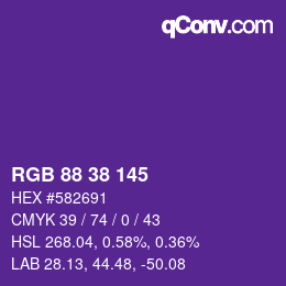 Código de color: RGB 88 38 145 | qconv.com