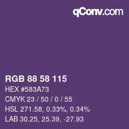 Color code: RGB 88 58 115 | qconv.com