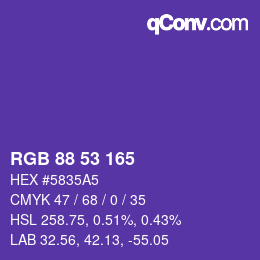 Código de color: RGB 88 53 165 | qconv.com