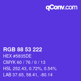 Code couleur: RGB 88 53 222 | qconv.com