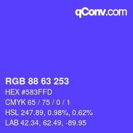 Code couleur: RGB 88 63 253 | qconv.com