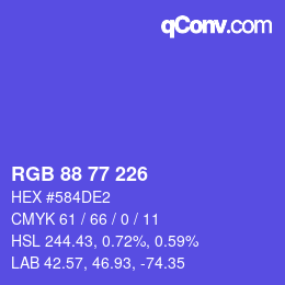 Code couleur: RGB 88 77 226 | qconv.com