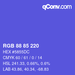 カラーコード: RGB 88 85 220 | qconv.com