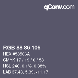 カラーコード: RGB 88 86 106 | qconv.com