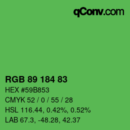 カラーコード: RGB 89 184 83 | qconv.com