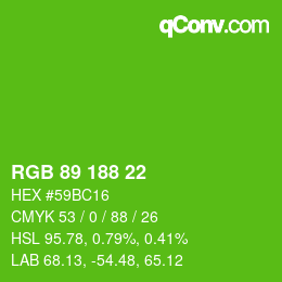 カラーコード: RGB 89 188 22 | qconv.com