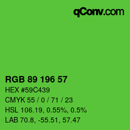 Color code: RGB 89 196 57 | qconv.com