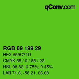 Color code: RGB 89 199 29 | qconv.com