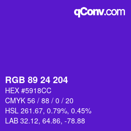 Code couleur: RGB 89 24 204 | qconv.com