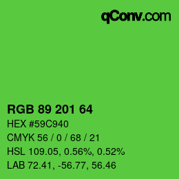 Code couleur: RGB 89 201 64 | qconv.com