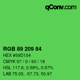 カラーコード: RGB 89 209 84 | qconv.com