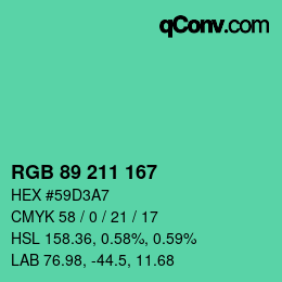 Color code: RGB 89 211 167 | qconv.com