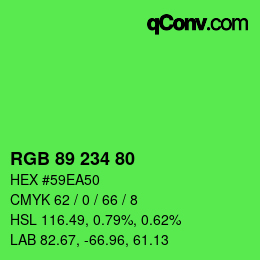 Code couleur: RGB 89 234 80 | qconv.com