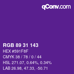 Farbcode: RGB 89 31 143 | qconv.com