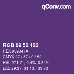 Farbcode: RGB 89 52 122 | qconv.com