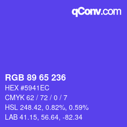 カラーコード: RGB 89 65 236 | qconv.com