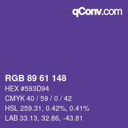 Color code: RGB 89 61 148 | qconv.com