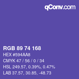 カラーコード: RGB 89 74 168 | qconv.com