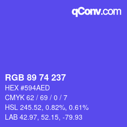 Código de color: RGB 89 74 237 | qconv.com