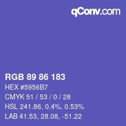 Code couleur: RGB 89 86 183 | qconv.com