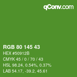 カラーコード: RGB 80 145 43 | qconv.com