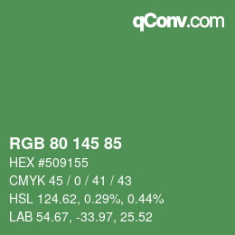 カラーコード: RGB 80 145 85 | qconv.com