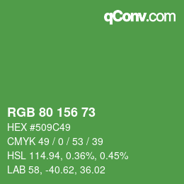 Color code: RGB 80 156 73 | qconv.com