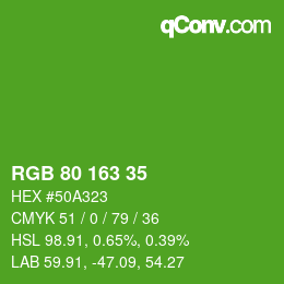 Código de color: RGB 80 163 35 | qconv.com