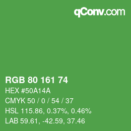 カラーコード: RGB 80 161 74 | qconv.com