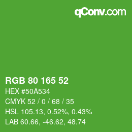 カラーコード: RGB 80 165 52 | qconv.com