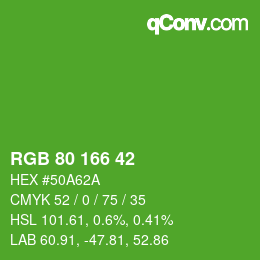 カラーコード: RGB 80 166 42 | qconv.com