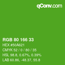 カラーコード: RGB 80 166 33 | qconv.com