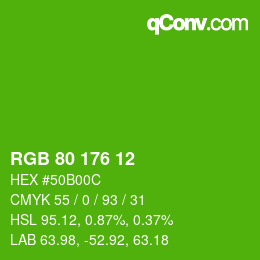 カラーコード: RGB 80 176 12 | qconv.com