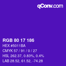 Color code: RGB 80 17 186 | qconv.com