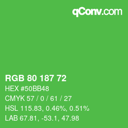 Color code: RGB 80 187 72 | qconv.com