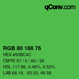 Código de color: RGB 80 188 76 | qconv.com