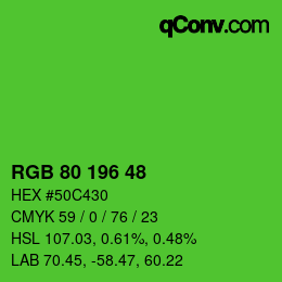 カラーコード: RGB 80 196 48 | qconv.com