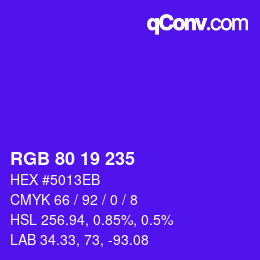 Código de color: RGB 80 19 235 | qconv.com