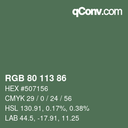 Código de color: RGB 80 113 86 | qconv.com