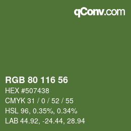 Code couleur: RGB 80 116 56 | qconv.com