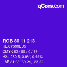 カラーコード: RGB 80 11 213 | qconv.com