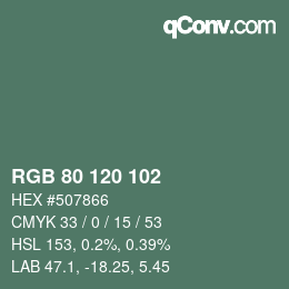 Código de color: RGB 80 120 102 | qconv.com