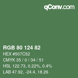 Color code: RGB 80 124 82 | qconv.com