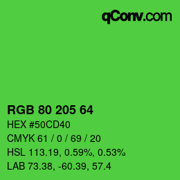 Farbcode: RGB 80 205 64 | qconv.com