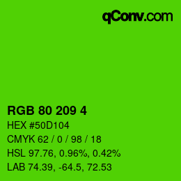 カラーコード: RGB 80 209 4 | qconv.com