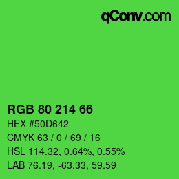 Code couleur: RGB 80 214 66 | qconv.com