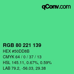 Code couleur: RGB 80 221 139 | qconv.com